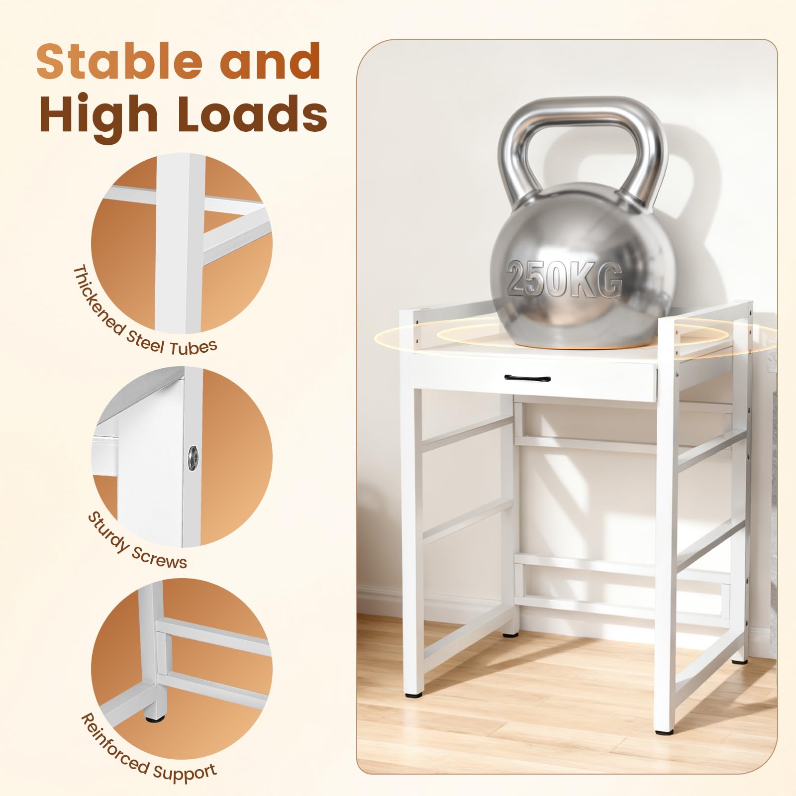Waschmaschinenregal, Schrank für Waschmaschine und Trockner, 250kg Tragfähigkeit, Höhenverstellbarer Waschturm Waschmaschinenschrank für Badezimmer Balkon, 75x65x105cm