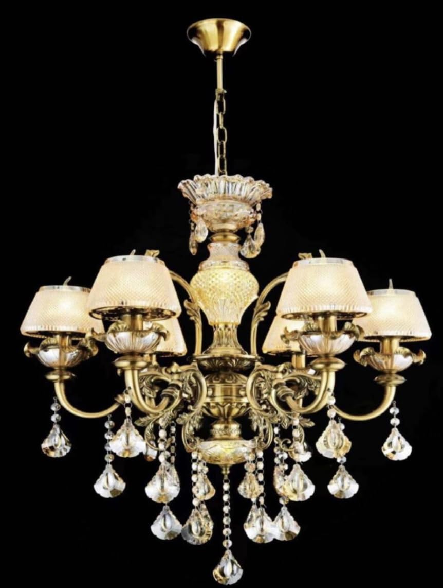 Sanleen Italian Chandelier - Antique Gold Crystal Light -3