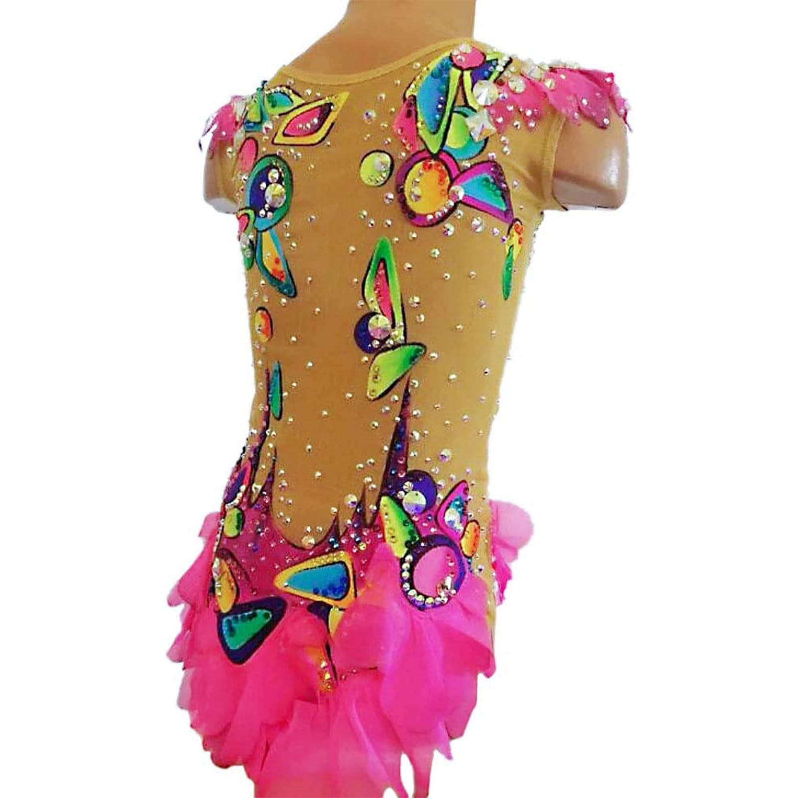 Body da ginnastica ritmica for donna senza maniche con strass lucidi for ragazze body da balletto sfumato