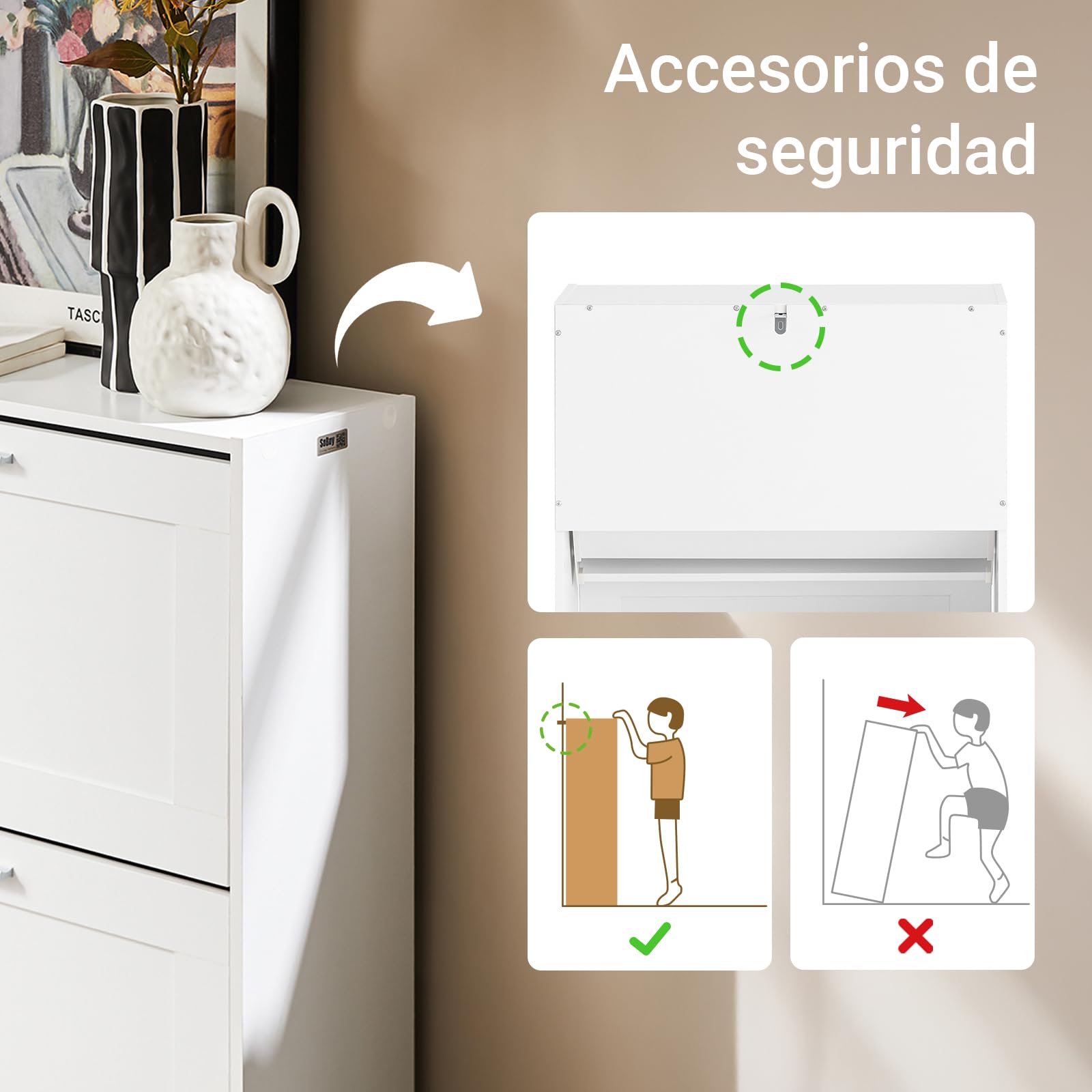 SoBuy Zapatero Estrecho Mueble Zapatero Entrada Recibidor - Ahorra Espacio con 2 Solapas Abatibles y Estantes Ajustables - Ideal para Pasillo o Apartamento - Blanco 60x25x80 cm FSR137-W