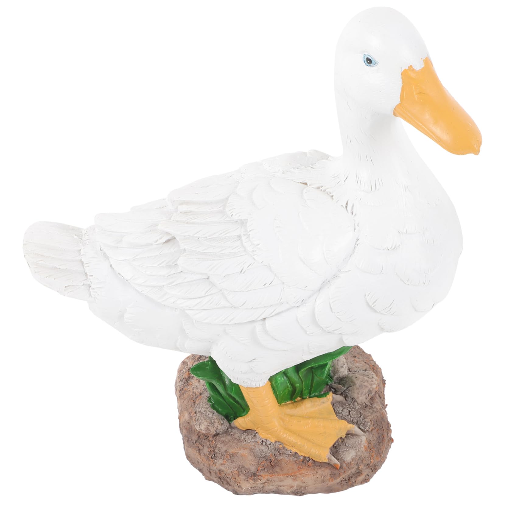 Gartenstatue Ente aus Weißem Kunstharz Leichte und Glatte Gartendeko für Draußen Realistische Kleine Teichdekoration als Geschenk für Gartenliebhaber