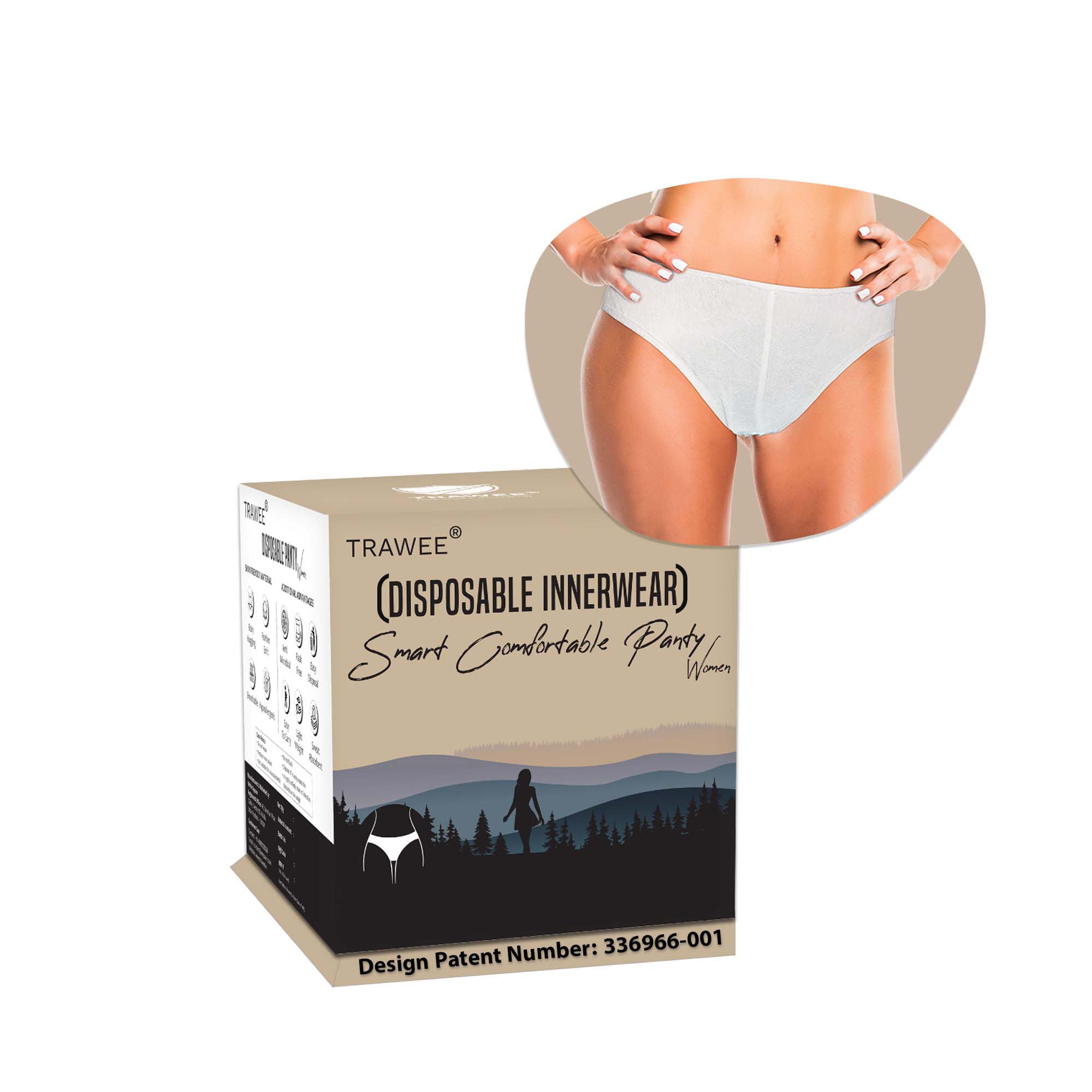 Trawee (Disposable Underwears) Regular Panty For Women, Absorbs Sweat & Discharge, Anti Fungal & Anti Bacteria, Can Be Used For Extra Hygiene As Disposable Period Panty Pack Of 10 Size - M White