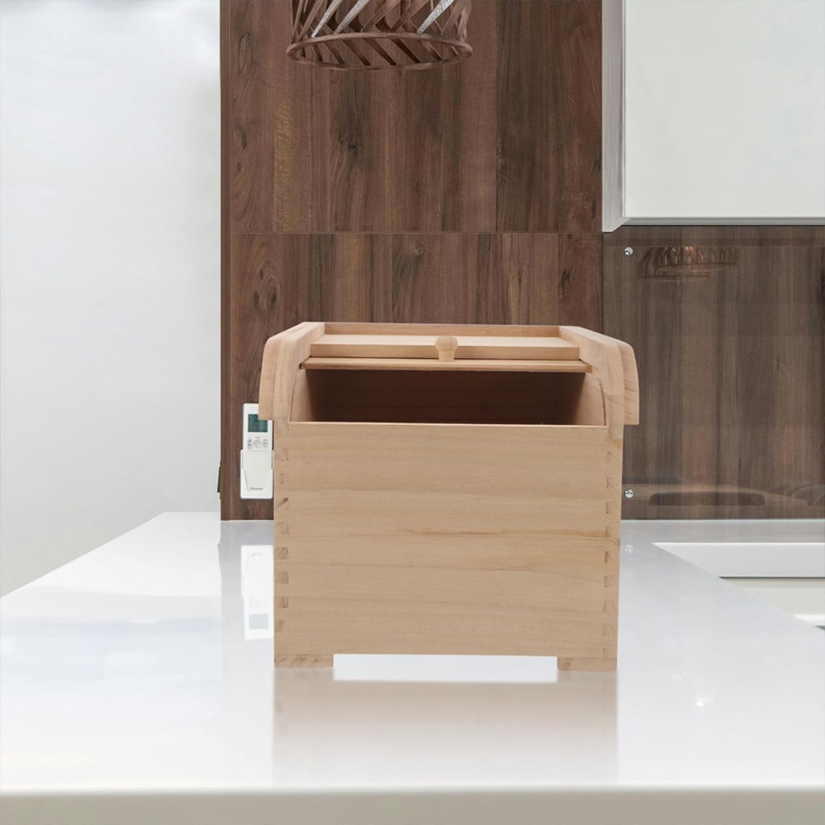 Alipis Contenitore per Alimenti in Legno Massello 10 Kg Coperchio a Rotelle, Scatola per la Conservazione di Cereali e Riso, Secchio Sigillato per Organizzazione Cucina e Stoccaggio