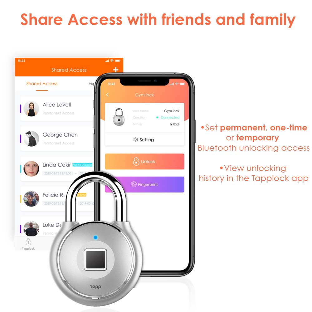 Tapplock Smart Fingerprint Padlock (one+) - Bluetooth Keyless
