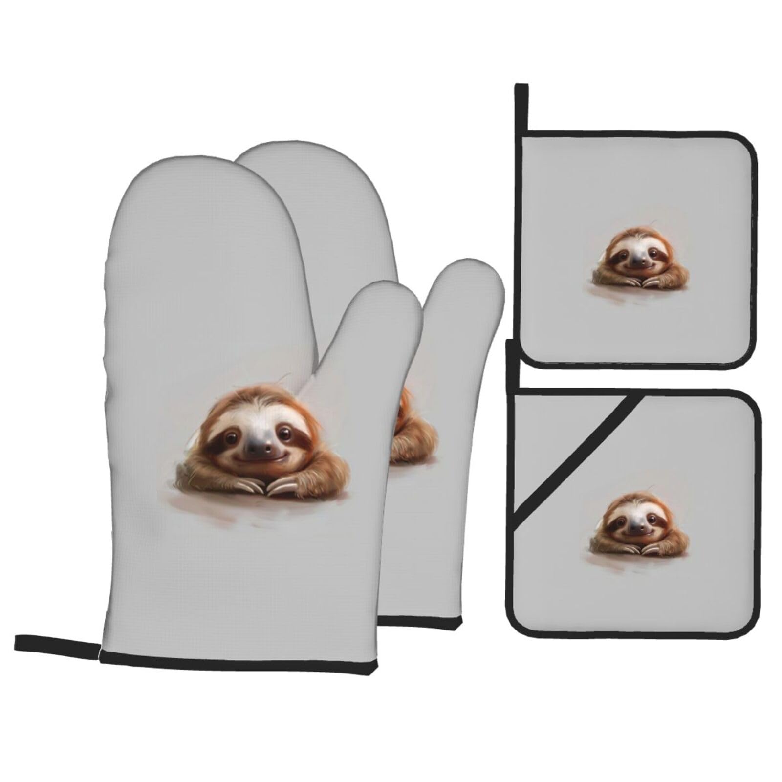 Gants de cuisine anti-brûlure et imperméables à motif paresseux pour four