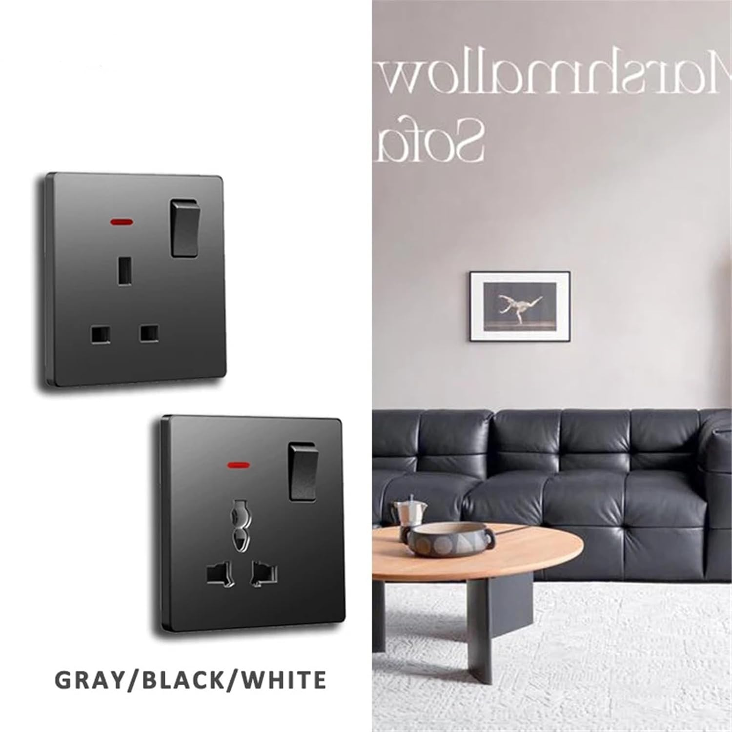 Charging switches Socket, Dual USB Port 2.1A, AC 110-250V, 13A Multifunctional Wall-Mounted USB Power 5-PIN Universal Socket(1G 3P)