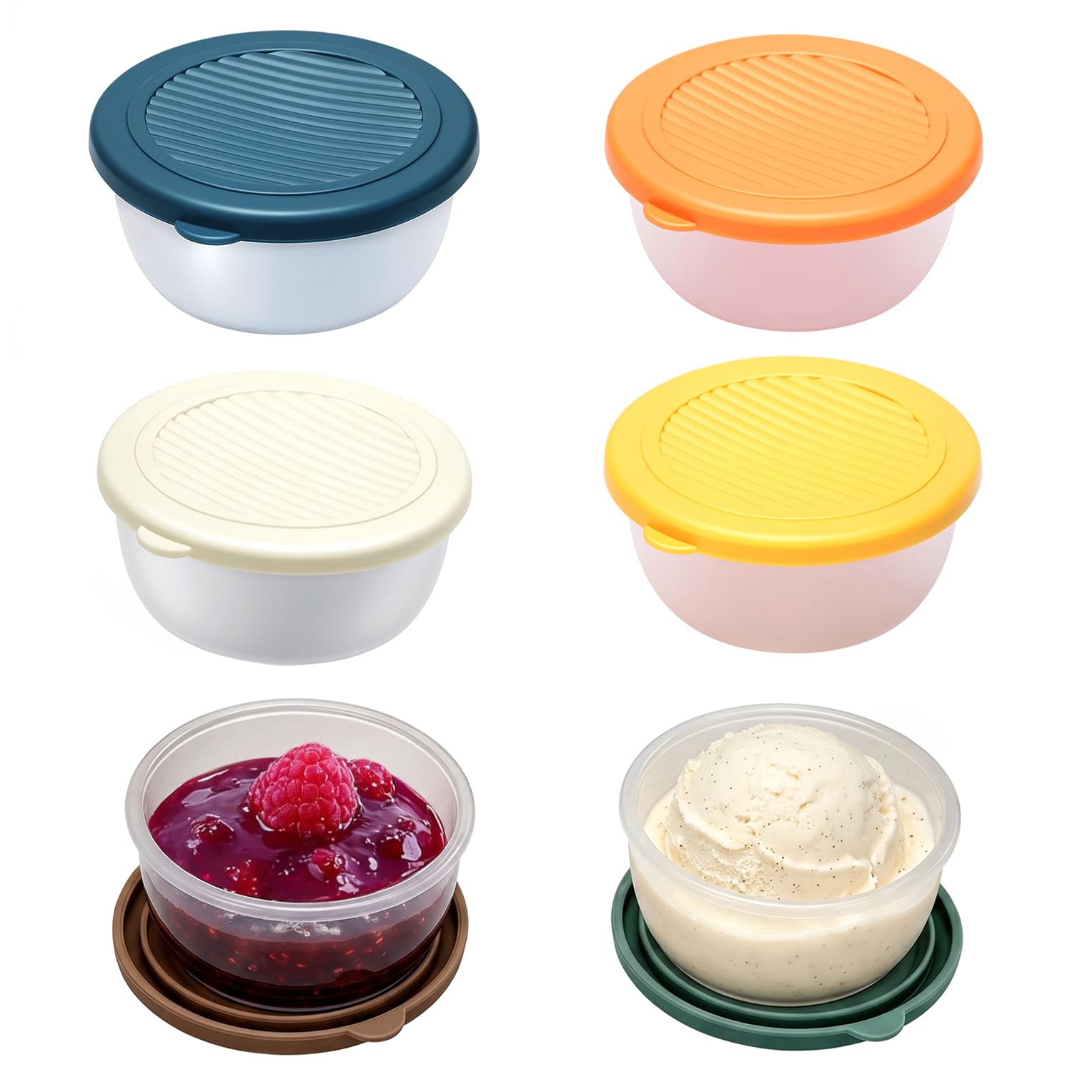 Arcjunys Colourful 6 Pack Small Plastic Containers With Lids 75Ml Reusable Sauce Pots With Lids Small Pots Small Food Containers Small Plastic Pots With Lids For Snack Dips Salad Spices 1.7Oz