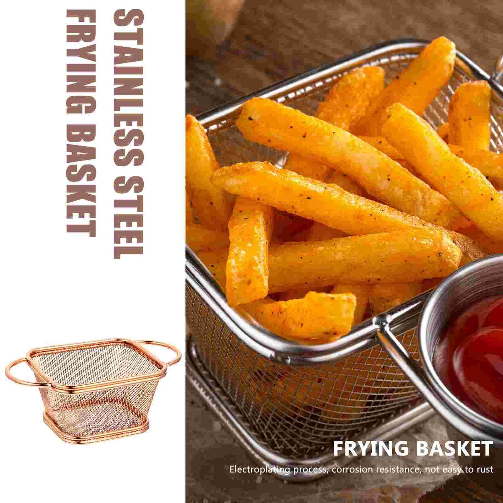 Cestello per patatine fritte in acciaio inossidabile - Colino per friggitrice a maglia quadrata resistente per patatine fritte croccanti perfettamente cotte
