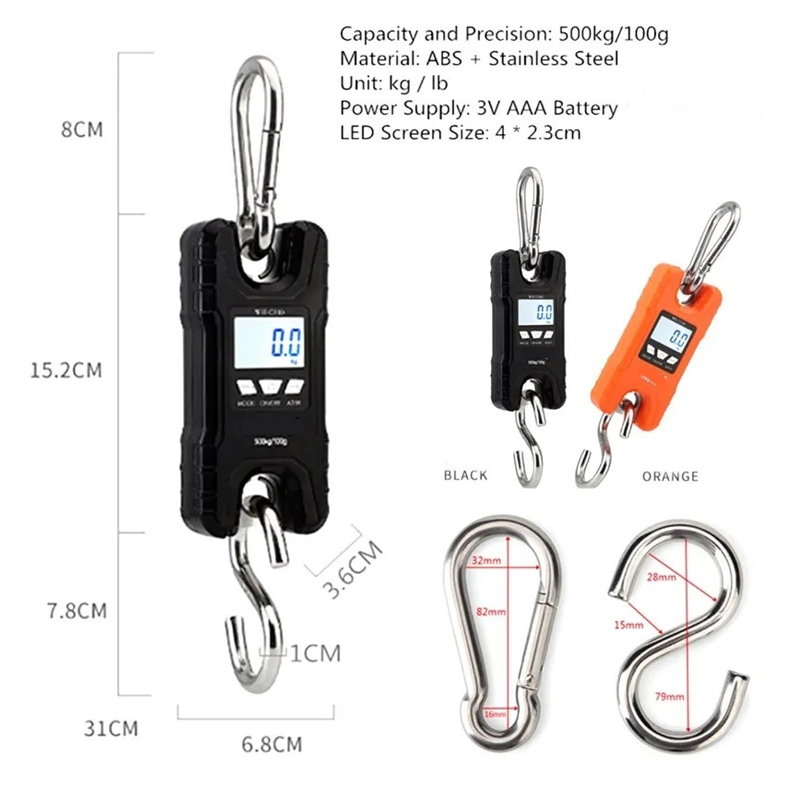 Báscula De Grúa Digital, Gancho 150kg-1000kg, Balanza Colgante Alta Resistencia, Herramienta Pesaje Electrónico Cocina, Steelyard Pesca Carga Pesada(150kg A)
