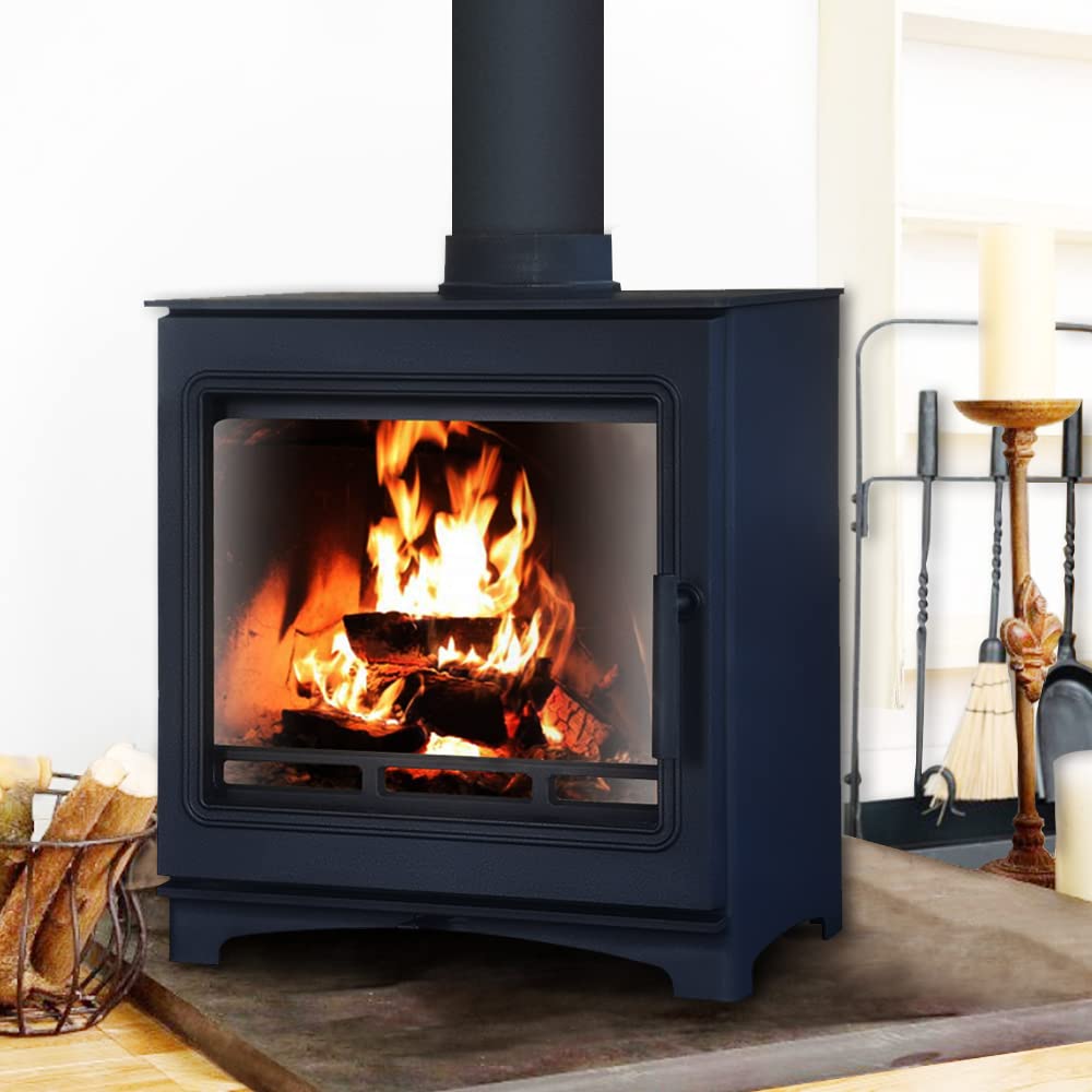 Nrg Black 8Kw Cast Iron Wood Burning Stove Defra Eco Design High Efficiency Indoor Use