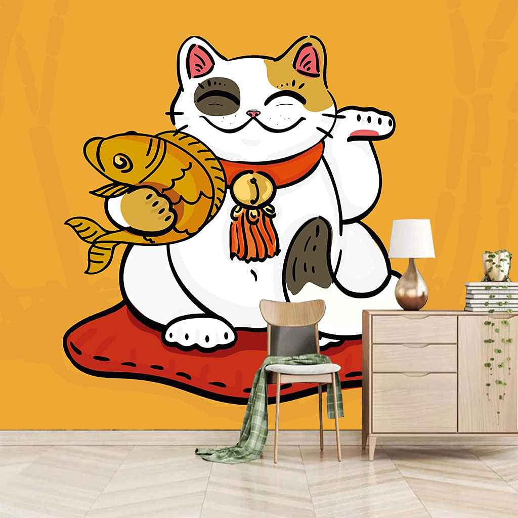 Rénovation murale rapide avec ce grand papier peint adhésif chat 3D sans colle