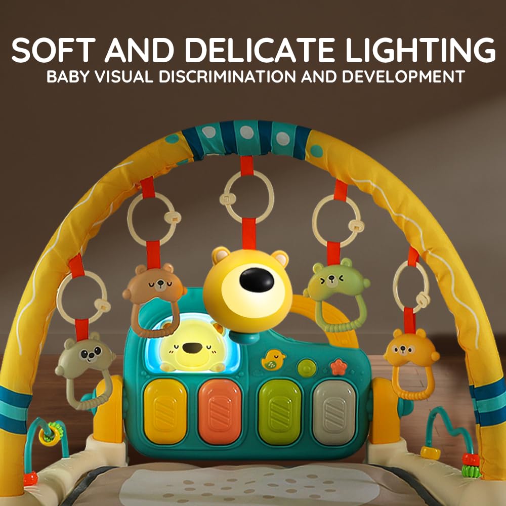 Gimnasio de juegos con piano para bebés, musical y con luces (Bear)