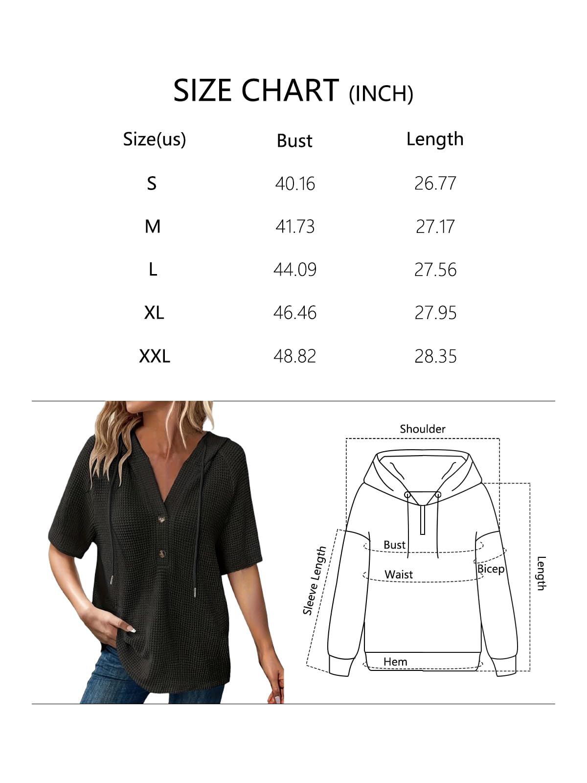 Camisetas de verano para mujer, de manga corta, ligeras, con cordón, con botones, cuello en V, blusas casuales — view 2