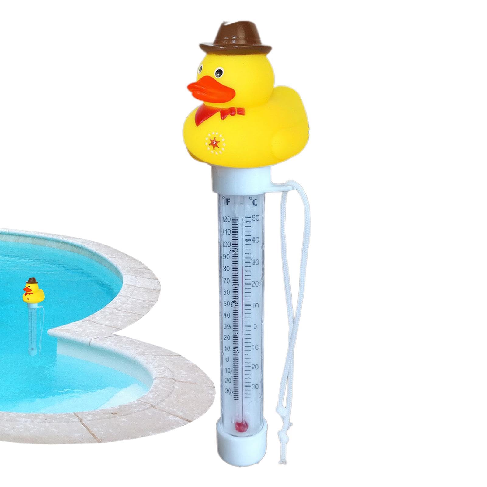 Duck Floating Pool Thermometers | Duck Thermometers for Water Temperature - Ice Bath Thermometers, Accurate, with Long Rope for Pool, Spa