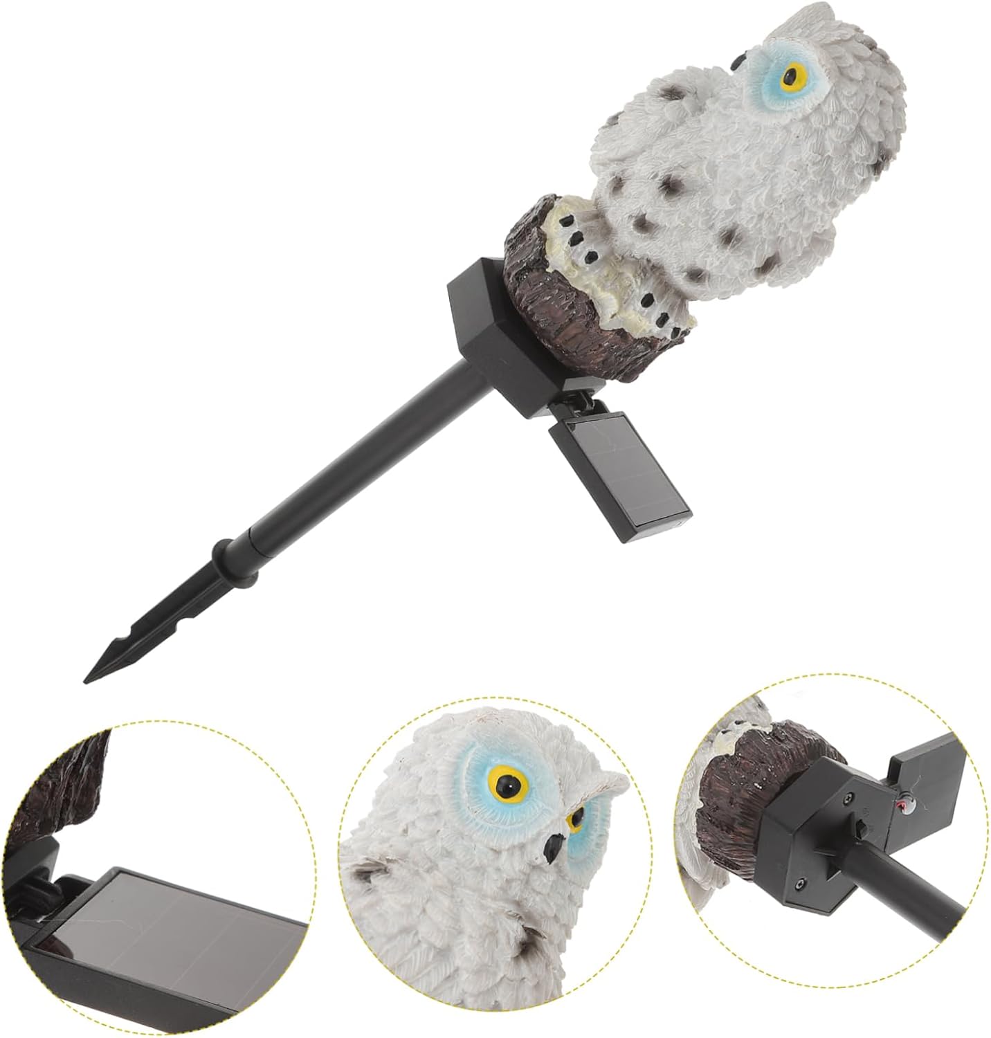 NUOBESTY 2Pcs Solar LED Owl Stake Lights Outdoor Garden Decor Energy Saving Durable Resin Automatic Night Illumination for Lawn Landscape Decoration