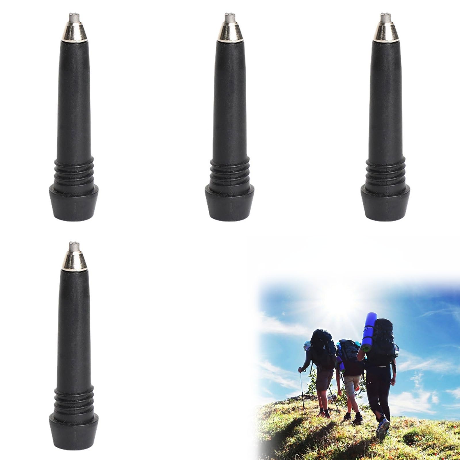 Punta per Canna da Trekking Portatile,Walking Asta di Ricambio Punta,Punta per Canna da Trekking,Punte per Bastoncini da Trekking,per Bastone da Trekking Accessorio Bastoncino da Escursionismo,4 Pezzi