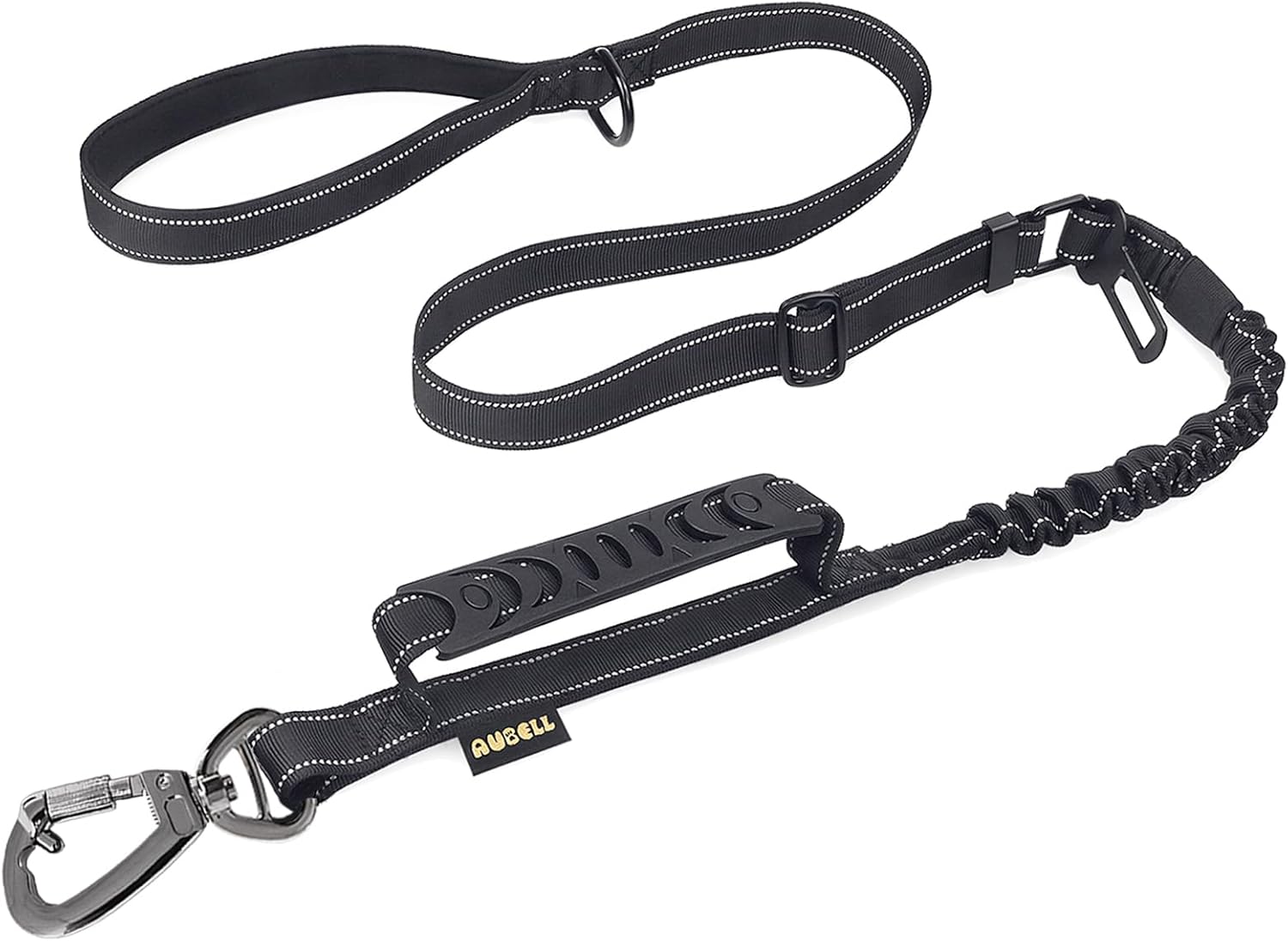 Heavy-Duty Reflective Bungee Dog Leash with Padded Handle & Seat Belt