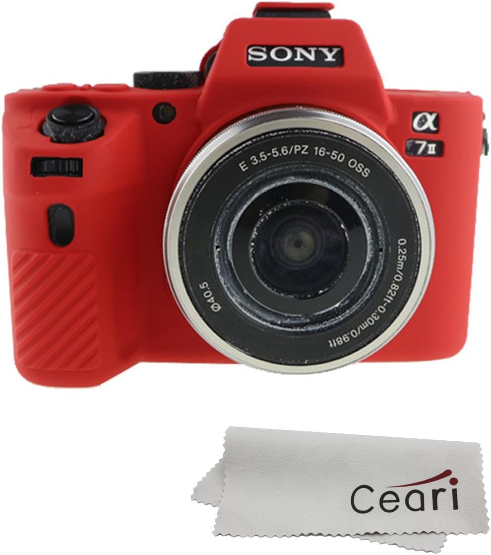 Silicone Case Cover Protective Skin for Sony A7 II, A7R II, A7S II SLR Camera - Red