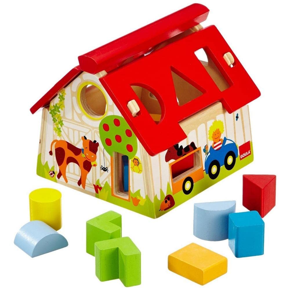 Jumbo Goula Wooden Farm Shape Sorting Box