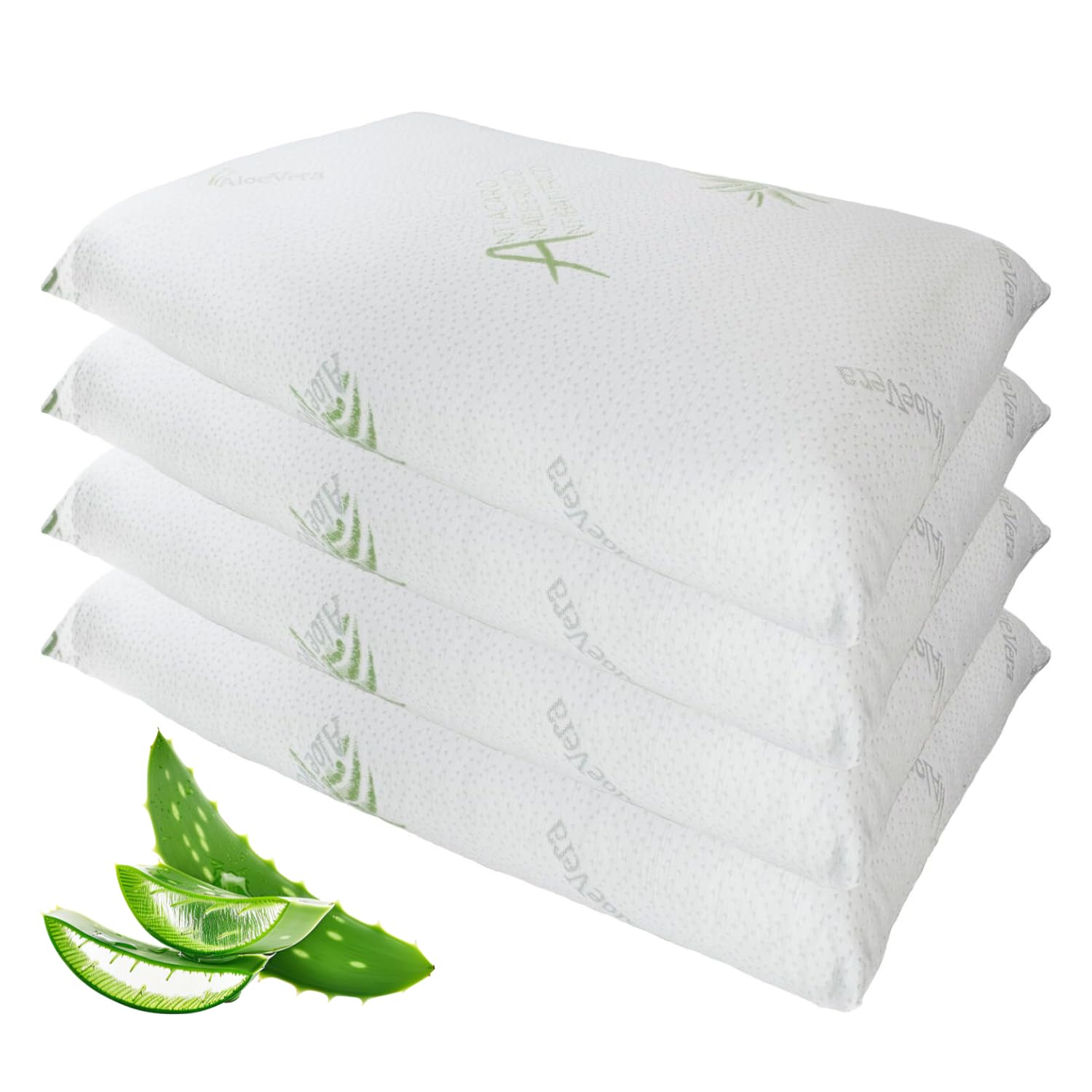Euroricami Viterbo - Set di 4 Federe con Cerniera in Aloe Vera Antiacaro, Made in Italy - Fodere Protettive per Cuscino - Federa Guanciale di Alta qualità Traspirante, Anallergico e Antibatterico