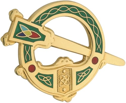 Solvar Tara Broche chapado en oro y verde fabricado en Irlanda talla única Vidrio