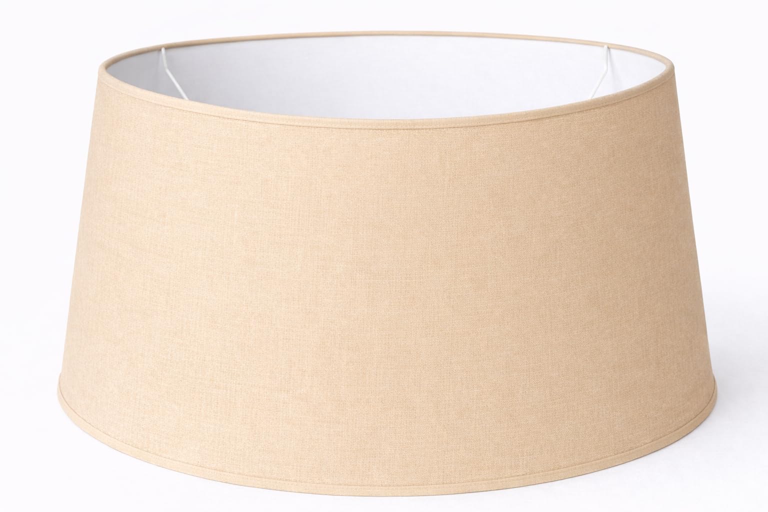 50 cm Pantalla, Tela de Algodón, respaldo de PVC Blanco, Producto Hecho a Mano, para Lámpara de Mesa, Lámpara de Pie (Crema)