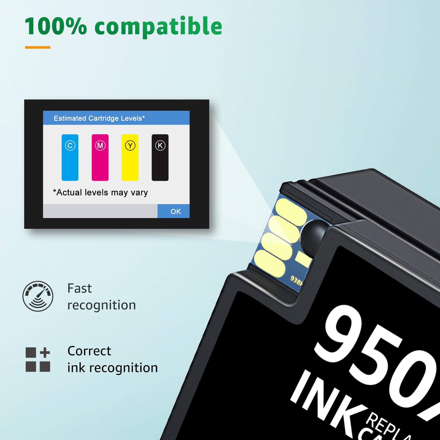 Tinta 950XL 951XL Compatibles con HP 950XL HP 951XL Recambio para Uso con HP Officejet Pro 8600 8610 8615 8620 8100 8625 8630 276DW 251DW (Paquete de 4) - 4