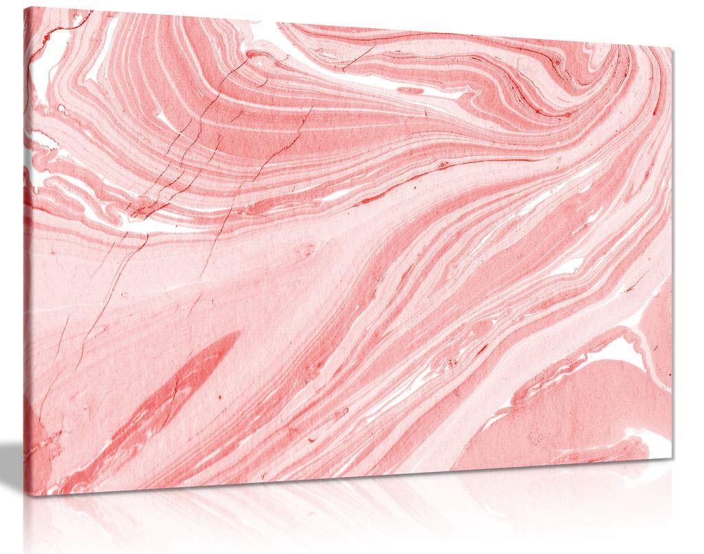 Panther Print Pink Marble Canvas Wall Art Picture Print (36X24)