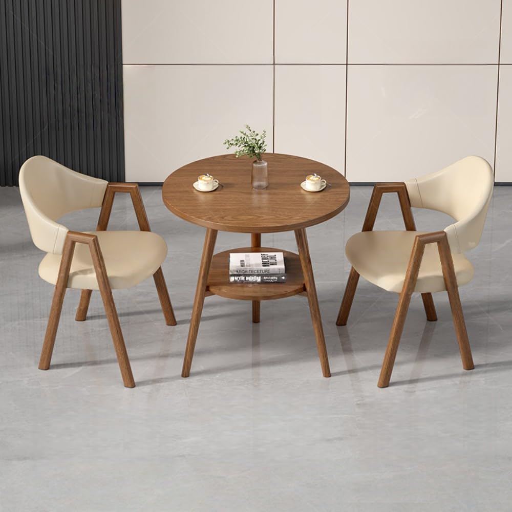 Round Reception Desk and Chair Set, Office Conference Table &amp; Chairs, Business Coffee Dining Table Set for Small Space Reception Room, Lounge, Conference Room