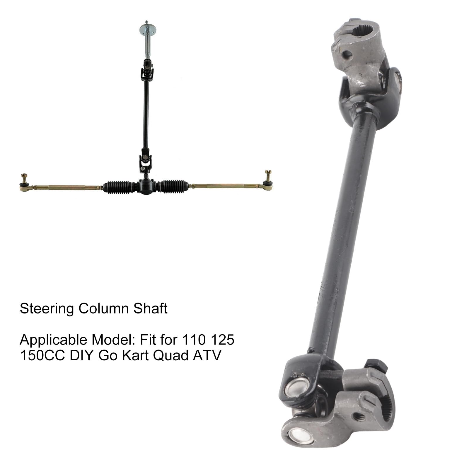 Yctze Columna de Dirección Eje Rack Nudillo 30T 375 Mm Aleación de Acero para 110 125 150CC DIY Go Kart Quad ATV Columna de Dirección Eje Rack Nudillo 30T 375 Mm Aleación de