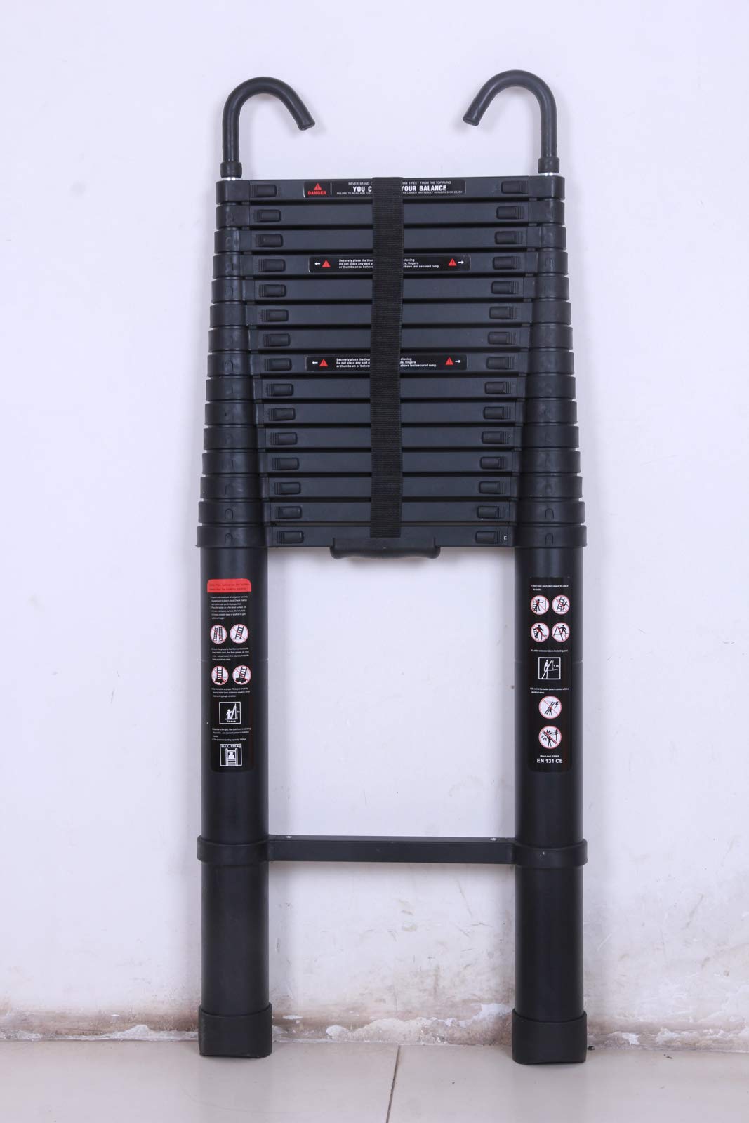 Escalera telescópica Extensible de 6,2 m 20,3 pies con Gancho Escalera Multiusos para desván Escalera telescópica Aprobada por EN131 Capacidad de 330 Libras
