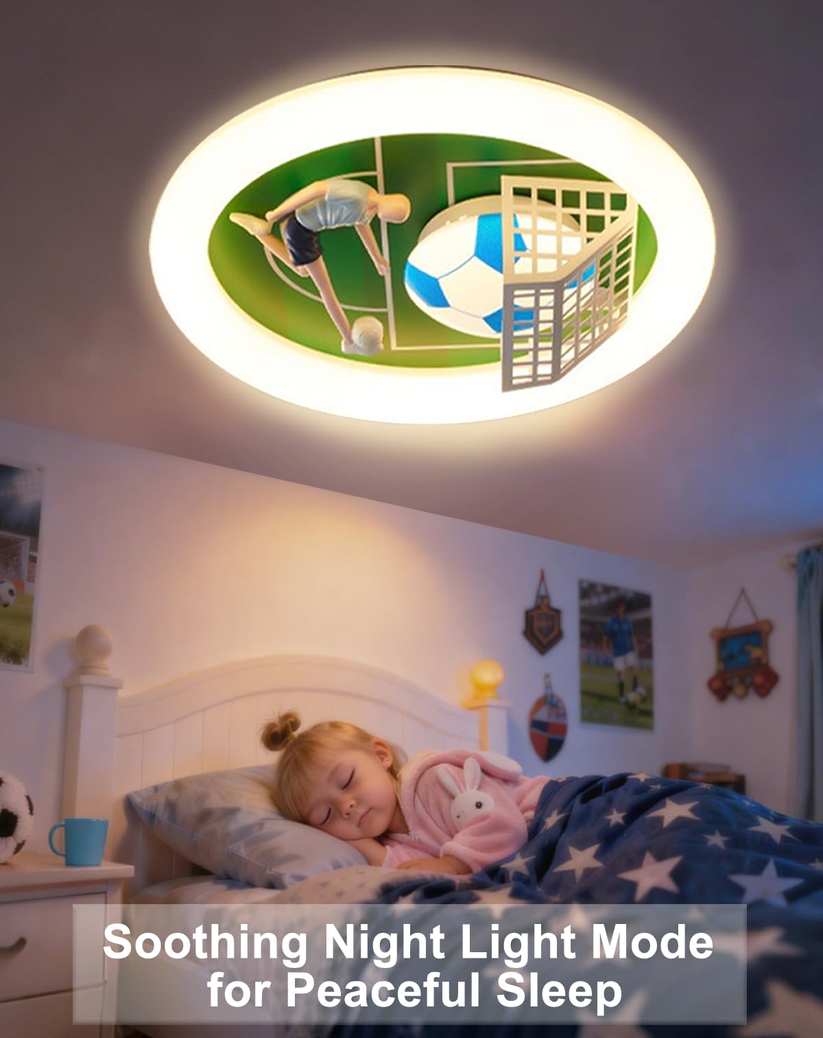 55W LED Plafondlamp Kinderkamer Dimbare Voetbal Lamp met Geheugenfunctie Kinderen Plafondlampen voor Jongens Meisjes Slaapkamer Licht Tienerkamer Kleuterschool Verlichting Plafonniere 55CM