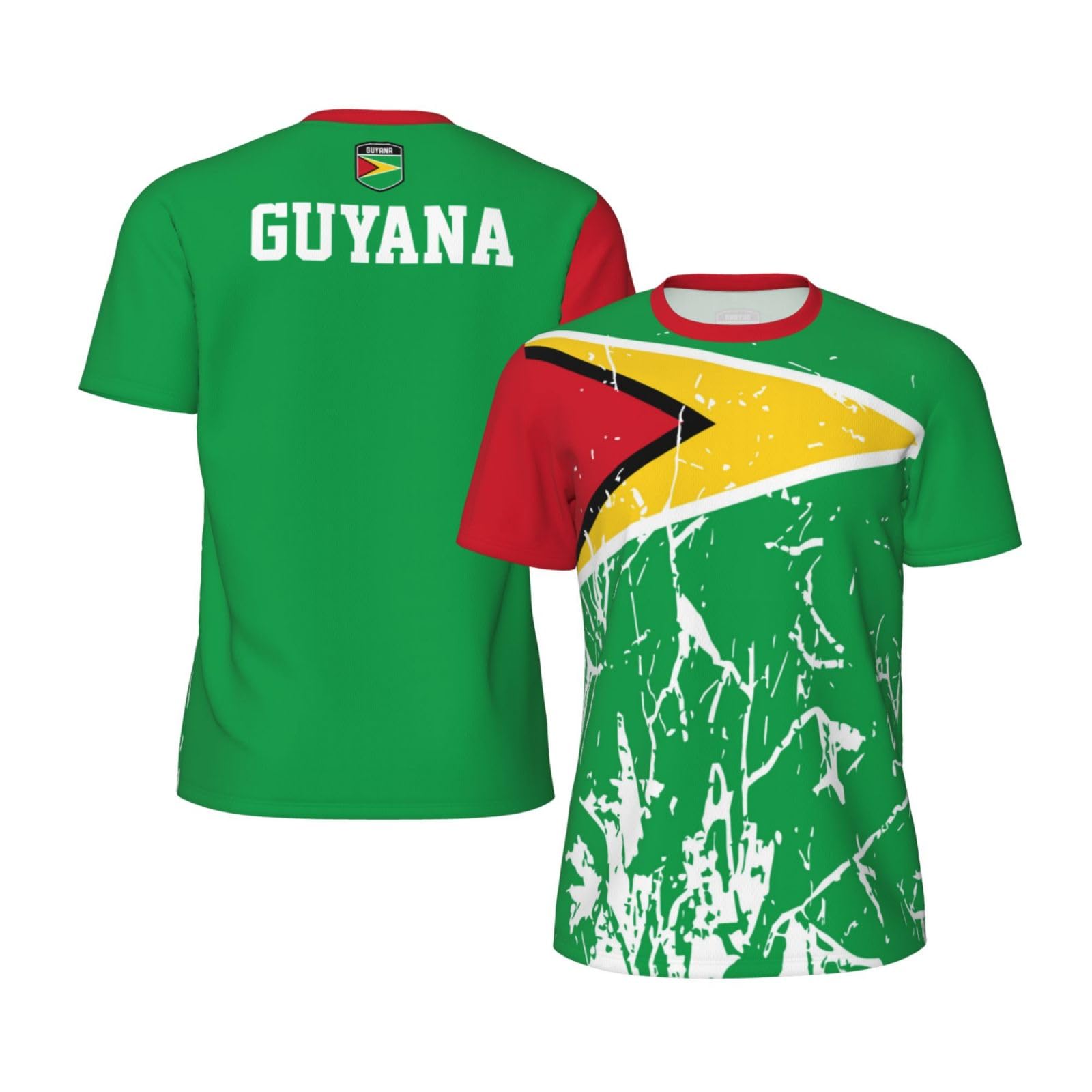 Guyana Flag Grain Team Mesh T-Shirt Jerseys for Running Cycling Soccer Fans Tennis Fitness Sports