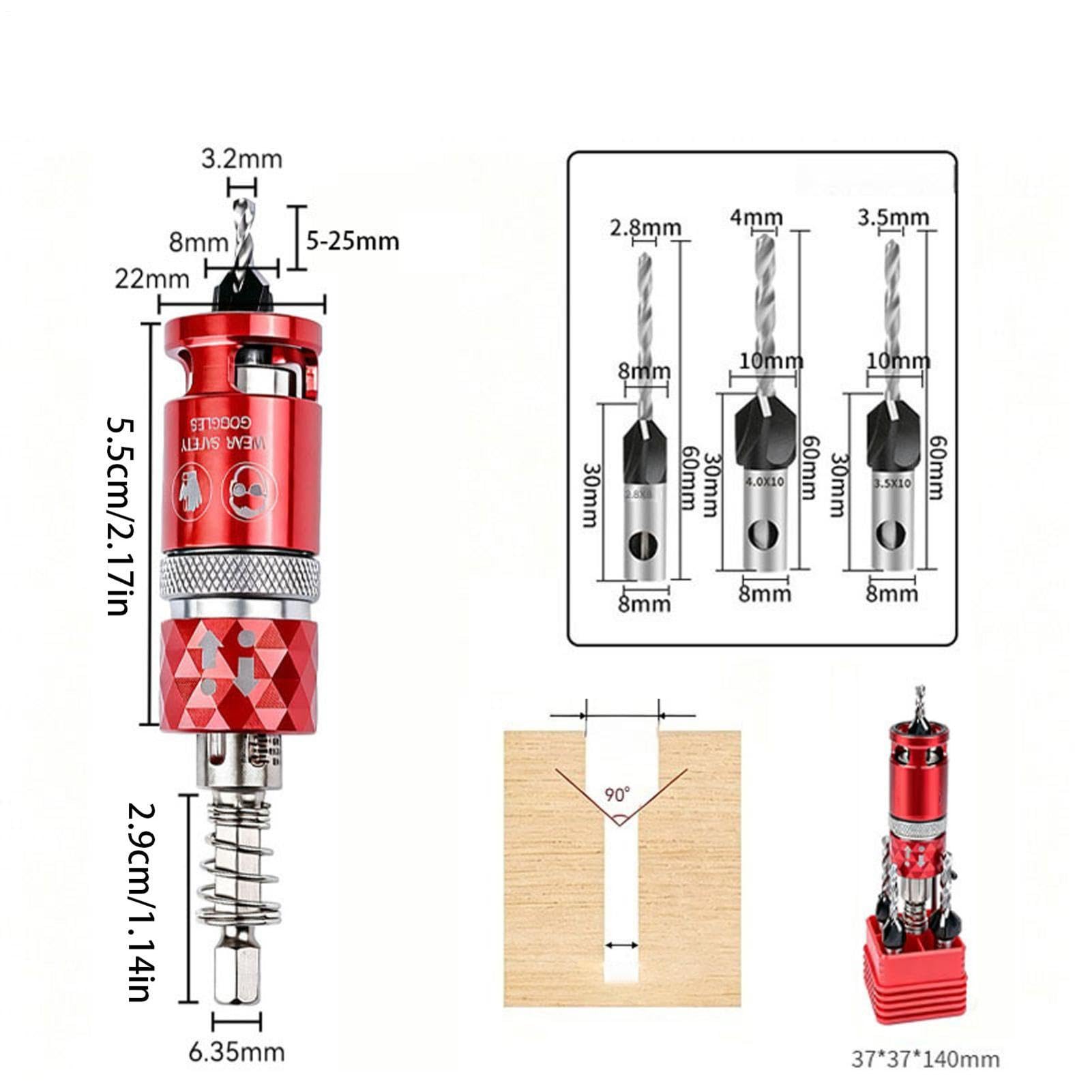 Set de Brocas Avellanadoras 6,35 mm 4 filos semiautomática ajustable