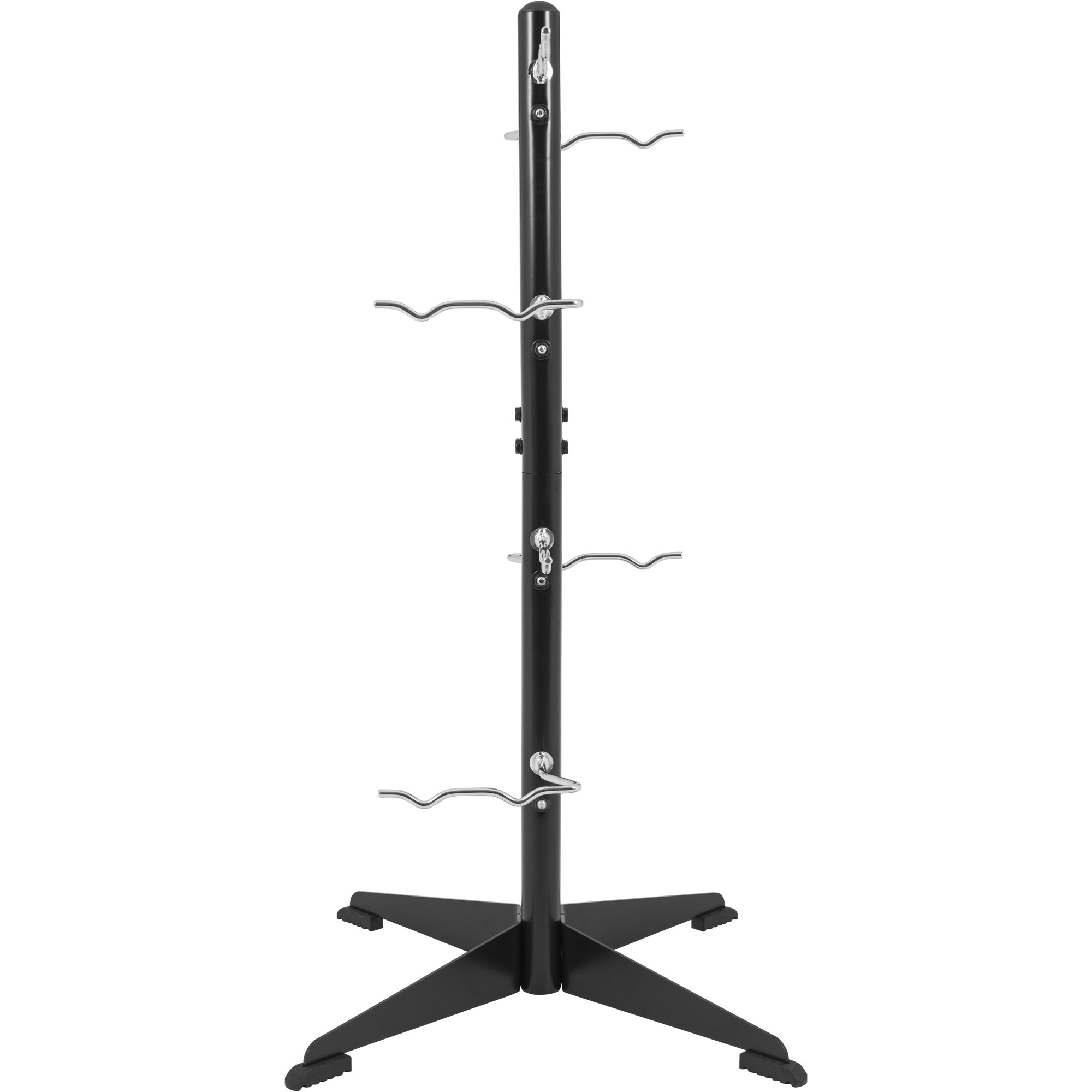 GORILLA SPORTS® Griffständer mit/ohne Latzuggriffe, 8 Ablagen, bis 100 kg | 65 x 59 x 124 cm, für bis zu 16 Zughilfen, mit gummierten Füßen; Schwarz, Bizeps-Trizeps-Stange, Kabelzuggriff, Rudergriff