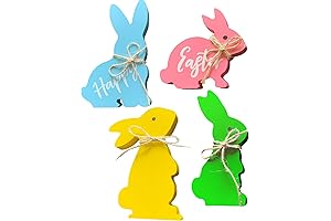 ALISSAR Wooden Easter Bunny Table Centerpiece Set