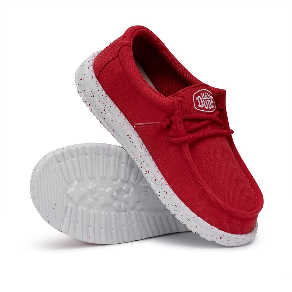 Hey Dude Wally Youth Slub Canvas Moccasin, czerwony, 34 EU, czerwony, 34 EU
