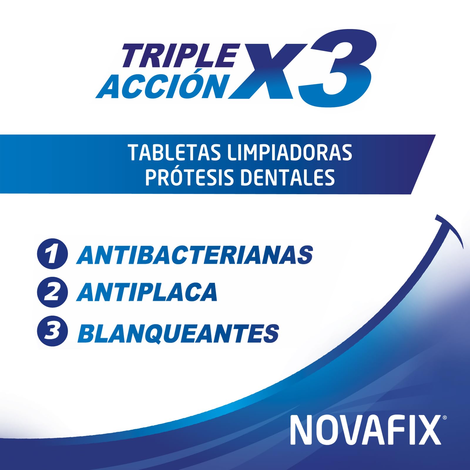 Novafix - Tabletas Limpiadoras Triple Acción - Para prótesis dentales - Caja con 96 unidades (formato económico) — view 2