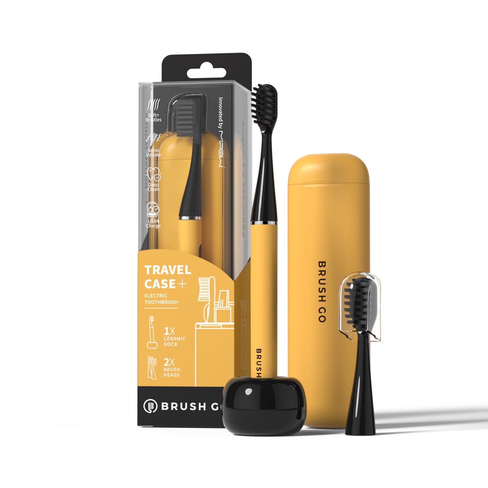 MIPOW Slim Pro i4 Electric Toothbrush Rechargeable Smart Ultra Sonic 3 Modes Magnetic Travel Case Ceramic Dock 60Day
