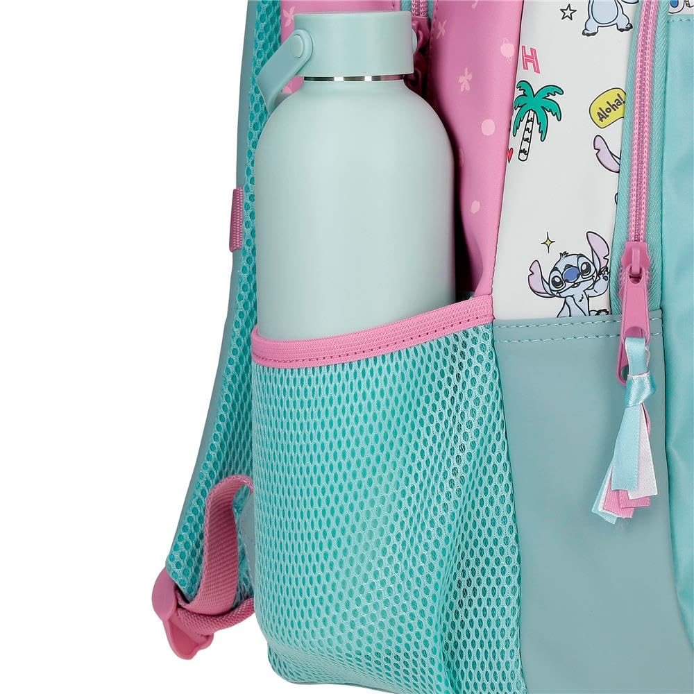 Disney Stitch Little Destruction Mochila infantil, mochila escolar, fabricada en Poliéster, bolsillos laterales, tirantes anchos ajustables de Joumma Bags