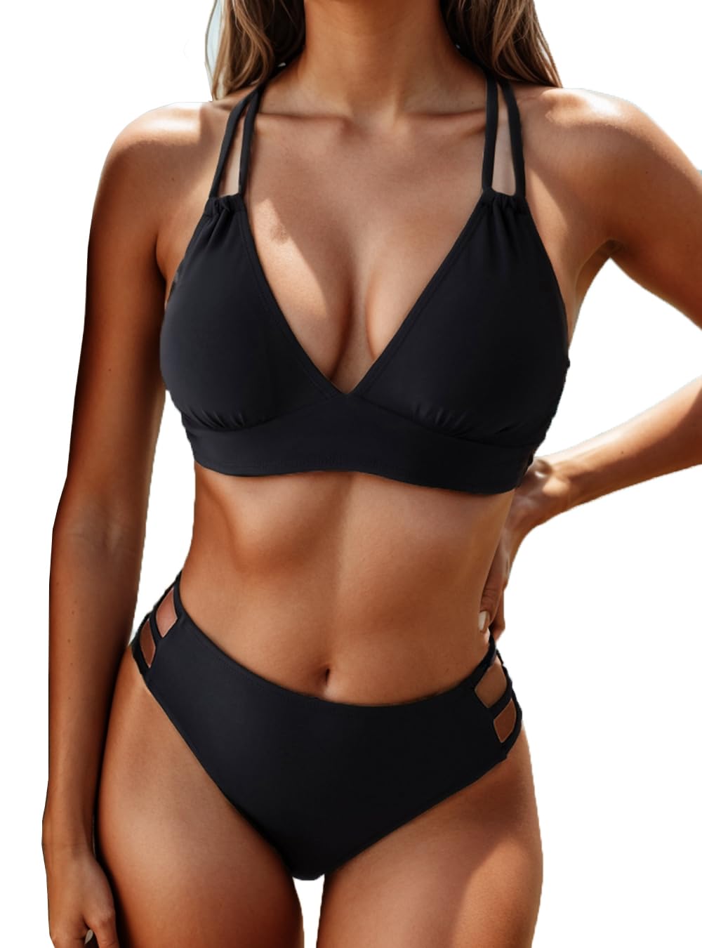 Tainehs Womens Push Up V Neck Bikini Set