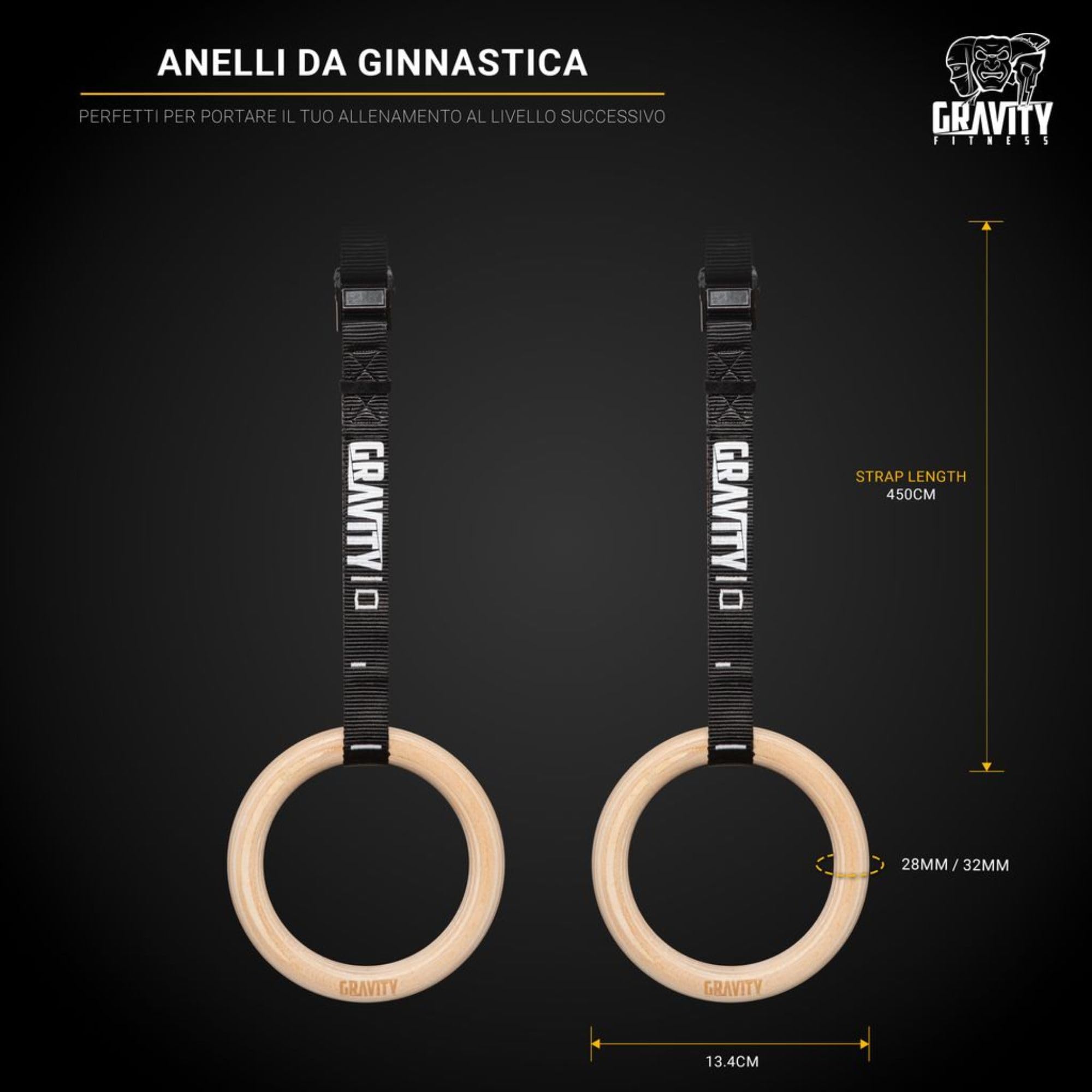 Gravity Fitness Anelli da Ginnastica in Legno