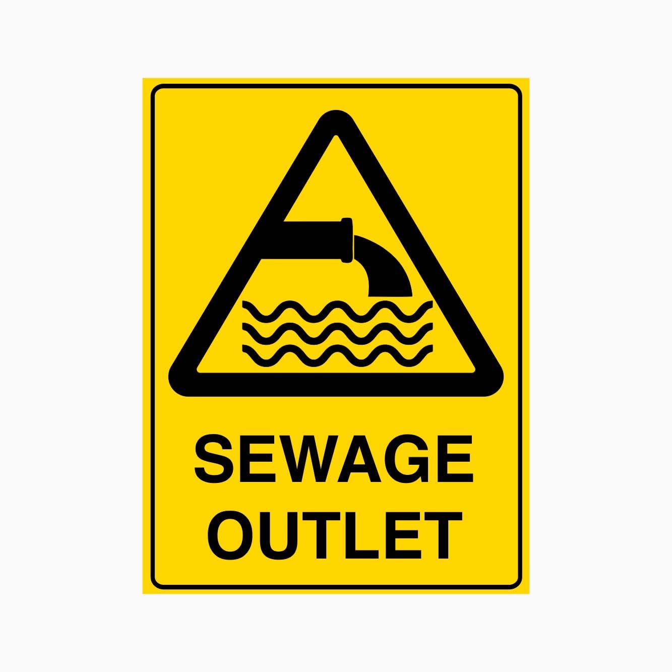 WARNING SEWAGE OUTLET Sign, 12x8 Metal Tin Sign, hazard warning for sewage discharge outlets.