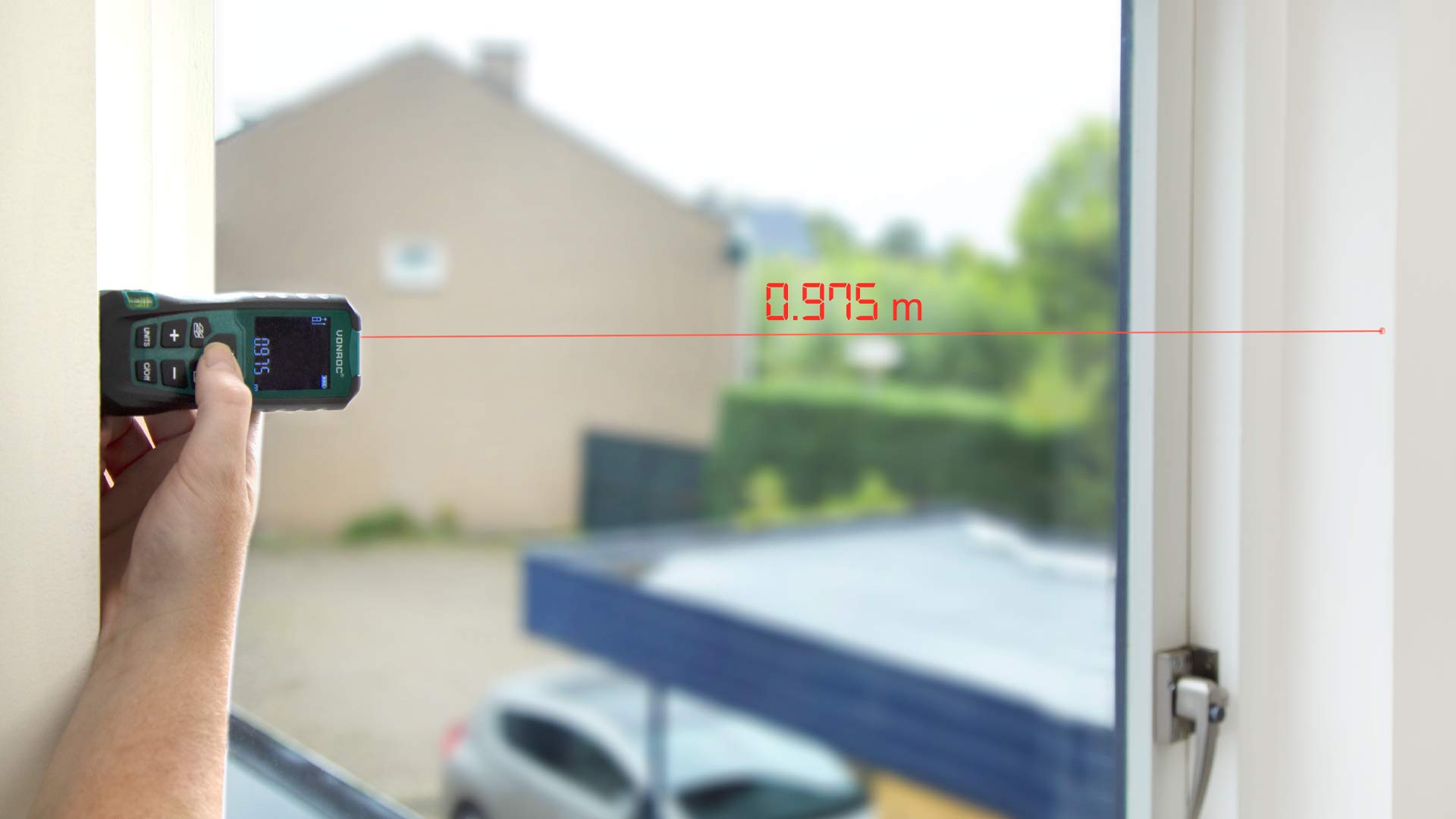 VONROC Medidor de distancia láser 40m | Mediciones de longitud, volumen, área, altura indirecta y distancia