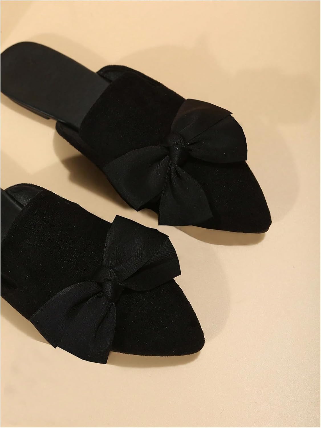 Verdusa Mules for Women Bow Dressy Pointed Toe Flat Shoes Backless Loafers Slide Sandals Casual Slides Work Shoes - Image 4