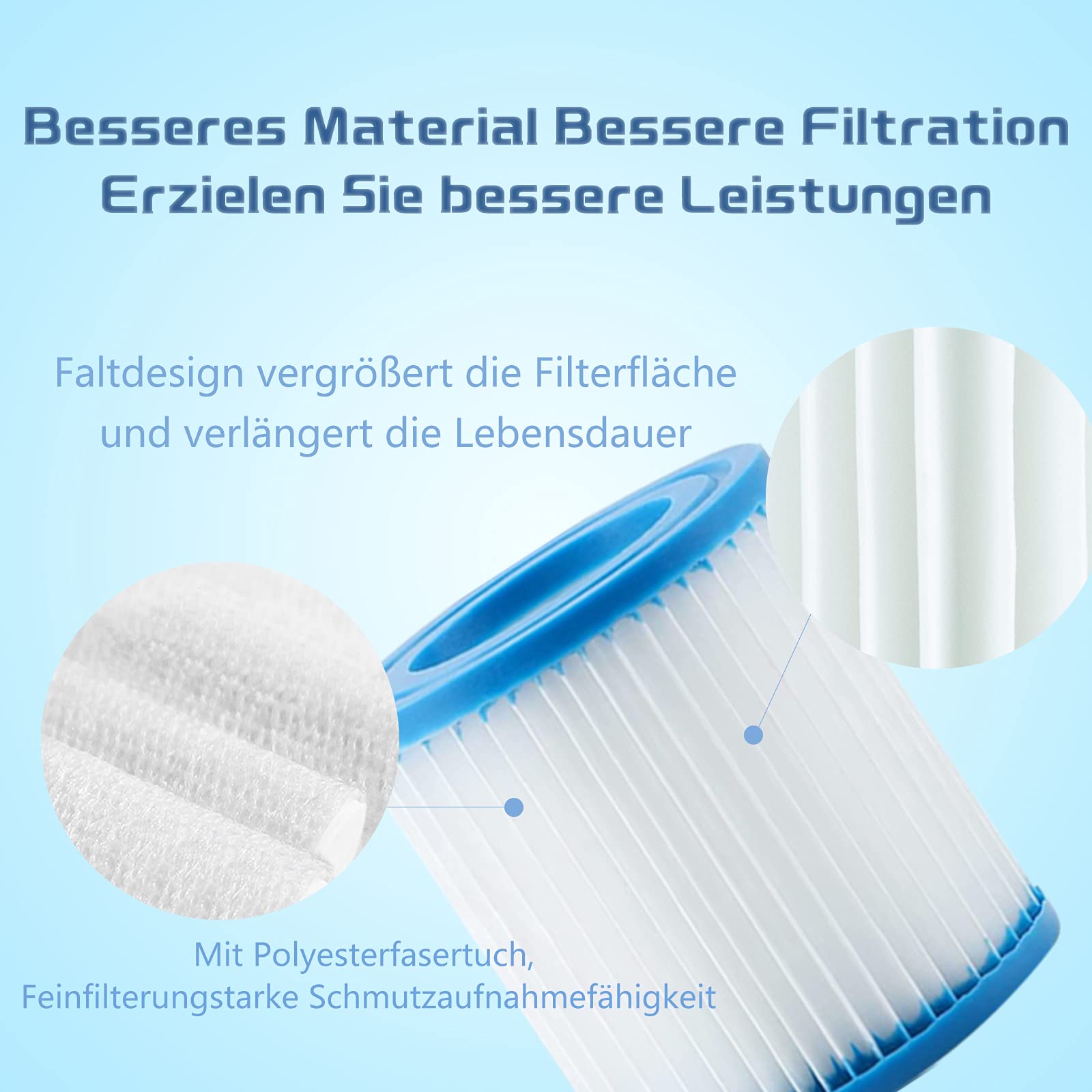 Filtros de Piscina Tipo H, Cartucho de Filtro para Intex, Filtro Piscina Tipo h (4 Unidades)