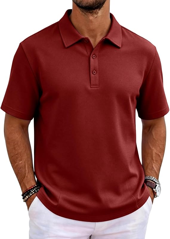 Mens Golf Polo Shirts Quick Dry Moisture Wicking Performance Polo Shirt for Business Casual