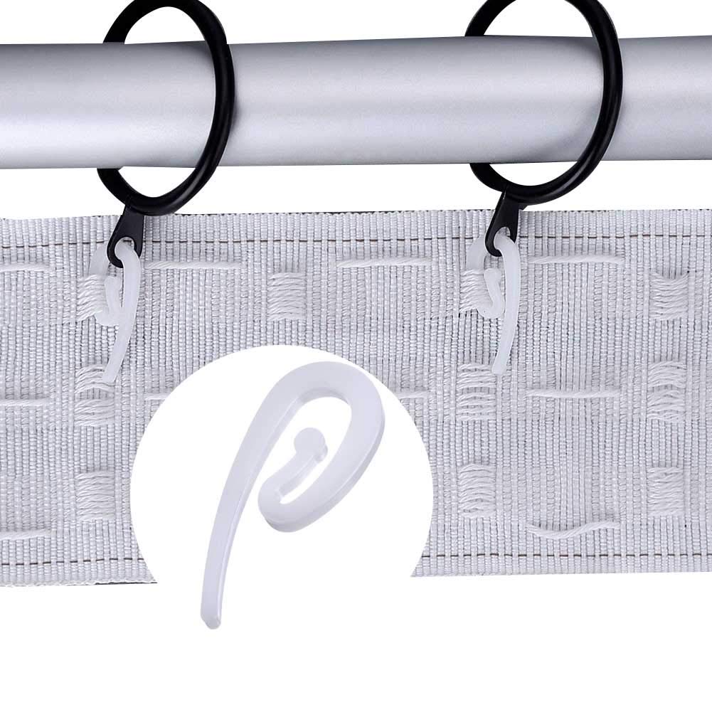 BHAHAI 240 PCS Curtain Glider Hooks, Curtain Hooks Plastic White