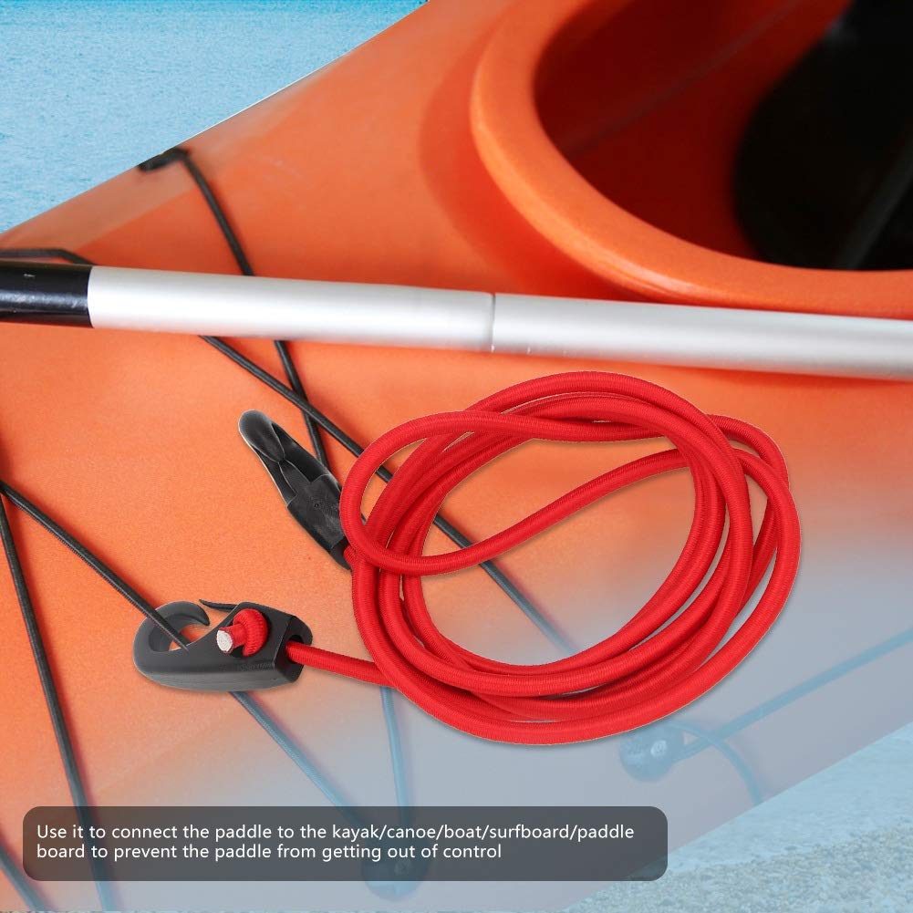 MAGT Elastico Sup Moschettone Barca Kayak Canoa SUP Paddle Guinzaglio Sicurezza Rod con Moschettone 189 cm Rosso
