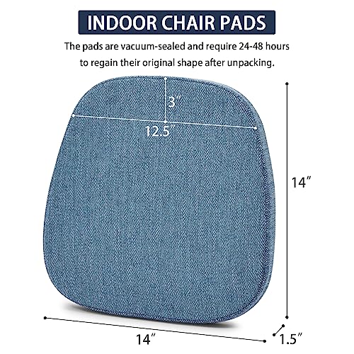 Baibu 14X14 Inches Metal Chairs Cushions With Ties, Non-Slip Metal Dining Chair Pads Kitchen Chair Cushions With Machine Washable Cover - Set Of 2 (Blue, 14X14X1.5In) #TOP1